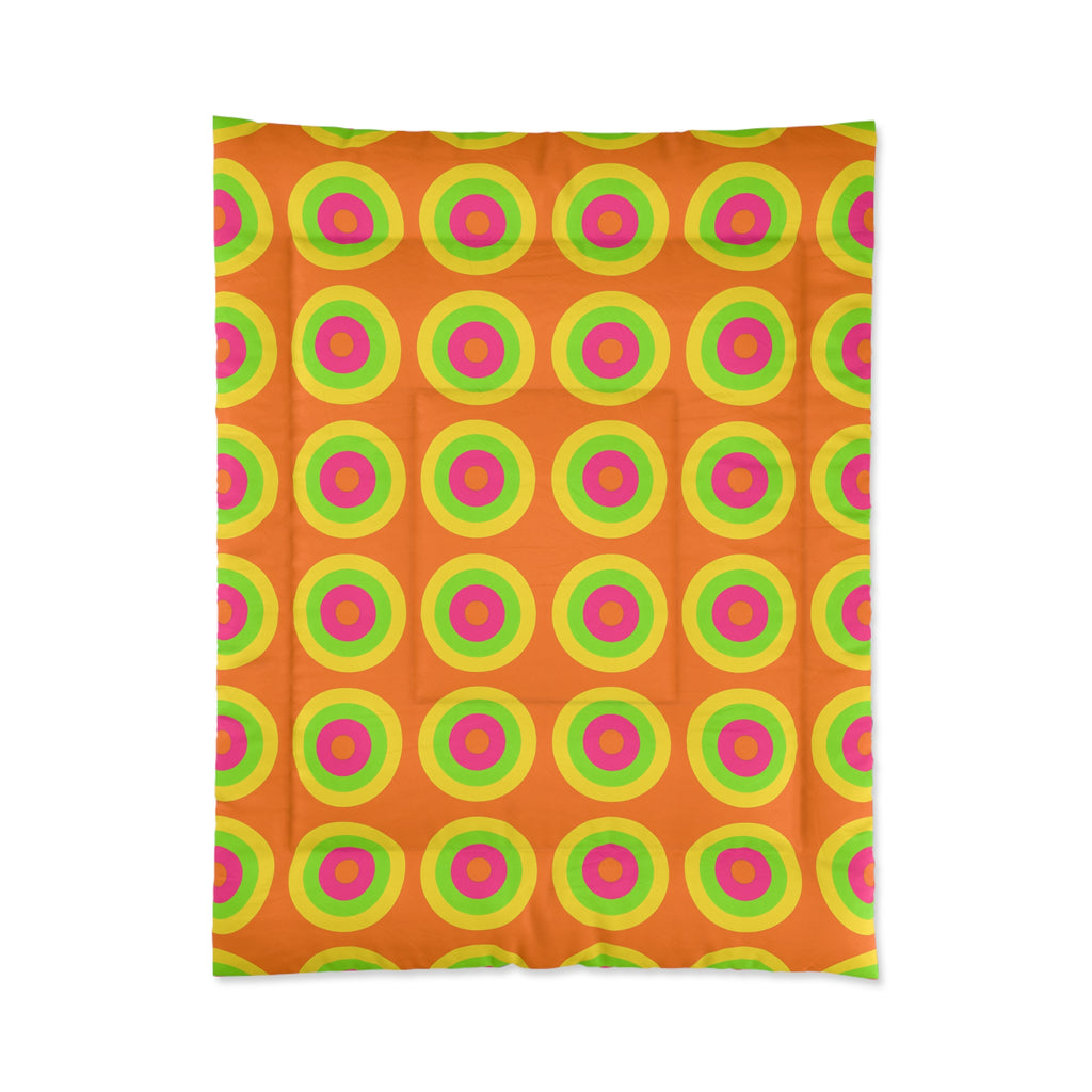 Giant Op-Art Jewel Rings Comforter – Hot Citrus Festive