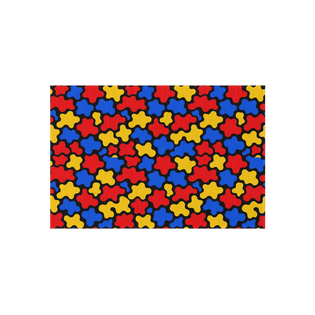 Blob Black Outdoor Rug – Bold Primary Abstract Pattern