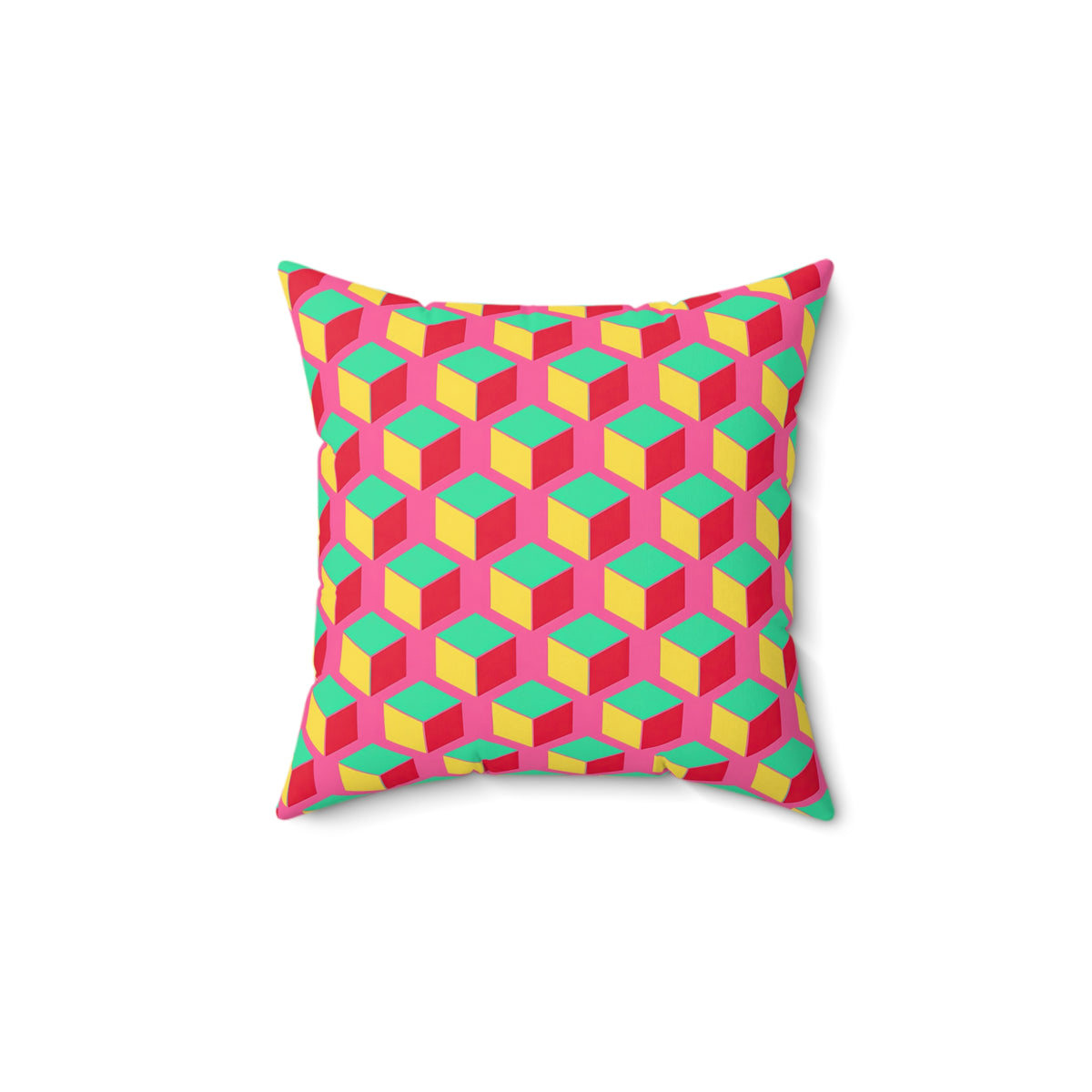 Giant Faceted Cubes II Faux Suede Cushion – Candy Christmas