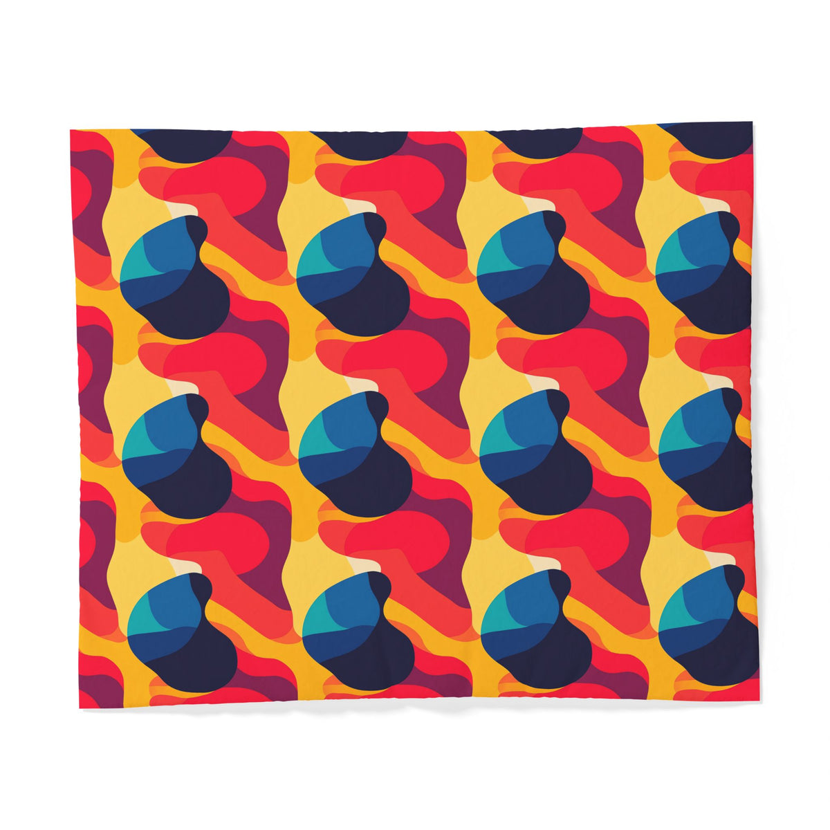 Bold Blob Camo Cotton Duvet Cover – Abstract Shapes Pattern