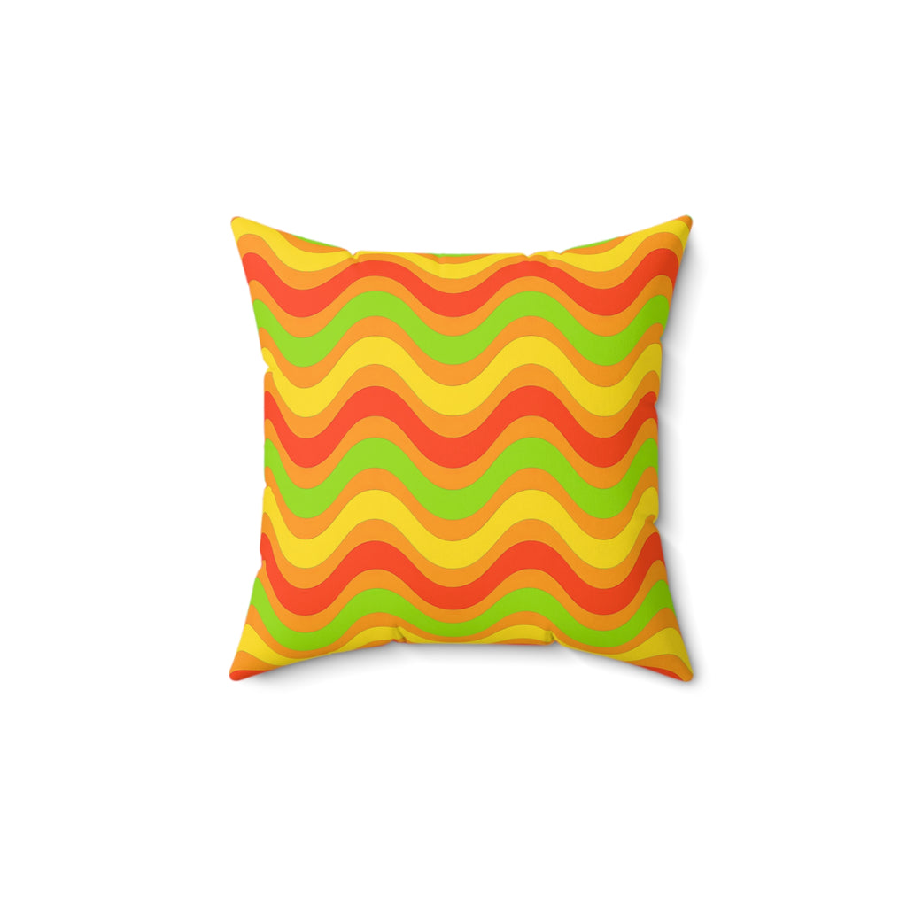 Wide Wave Interference Faux Suede Cushion – Hot Citrus