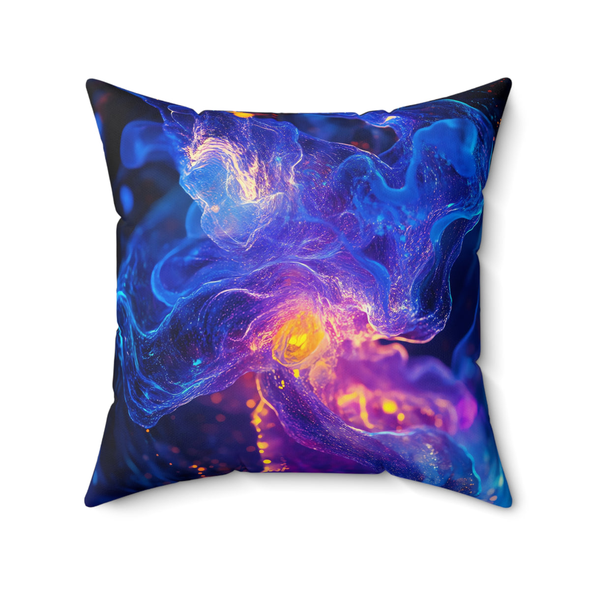 Cosmic Neon Nebula Faux Suede Cushion – Cosmic Abstract Art