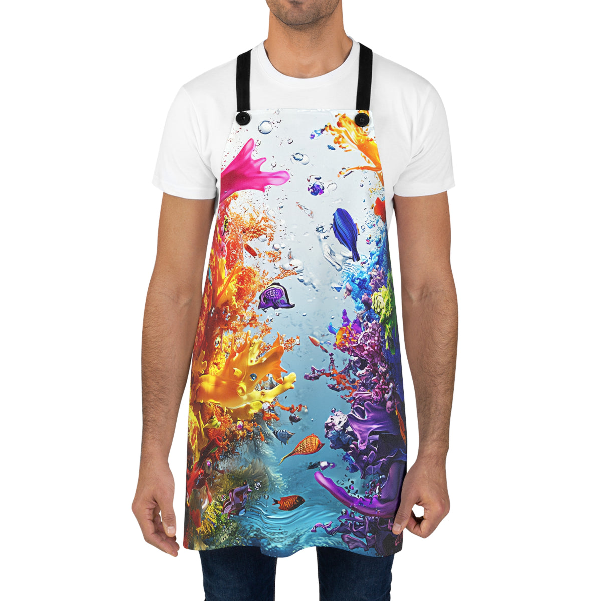 Rainbow Reef Bloom Apron – Underwater Splash Art