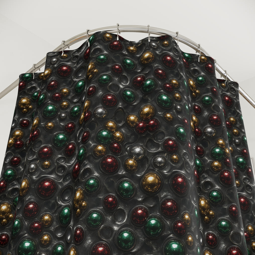 Jewel Bubble Clusters Shower Curtain – Liquid Chrome Pattern