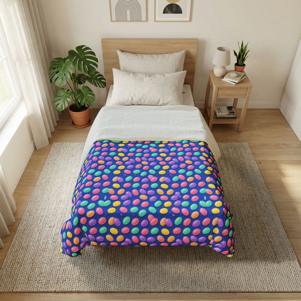 Jelly Bean Scatter Cotton Duvet Cover – Soft Abstract Pattern
