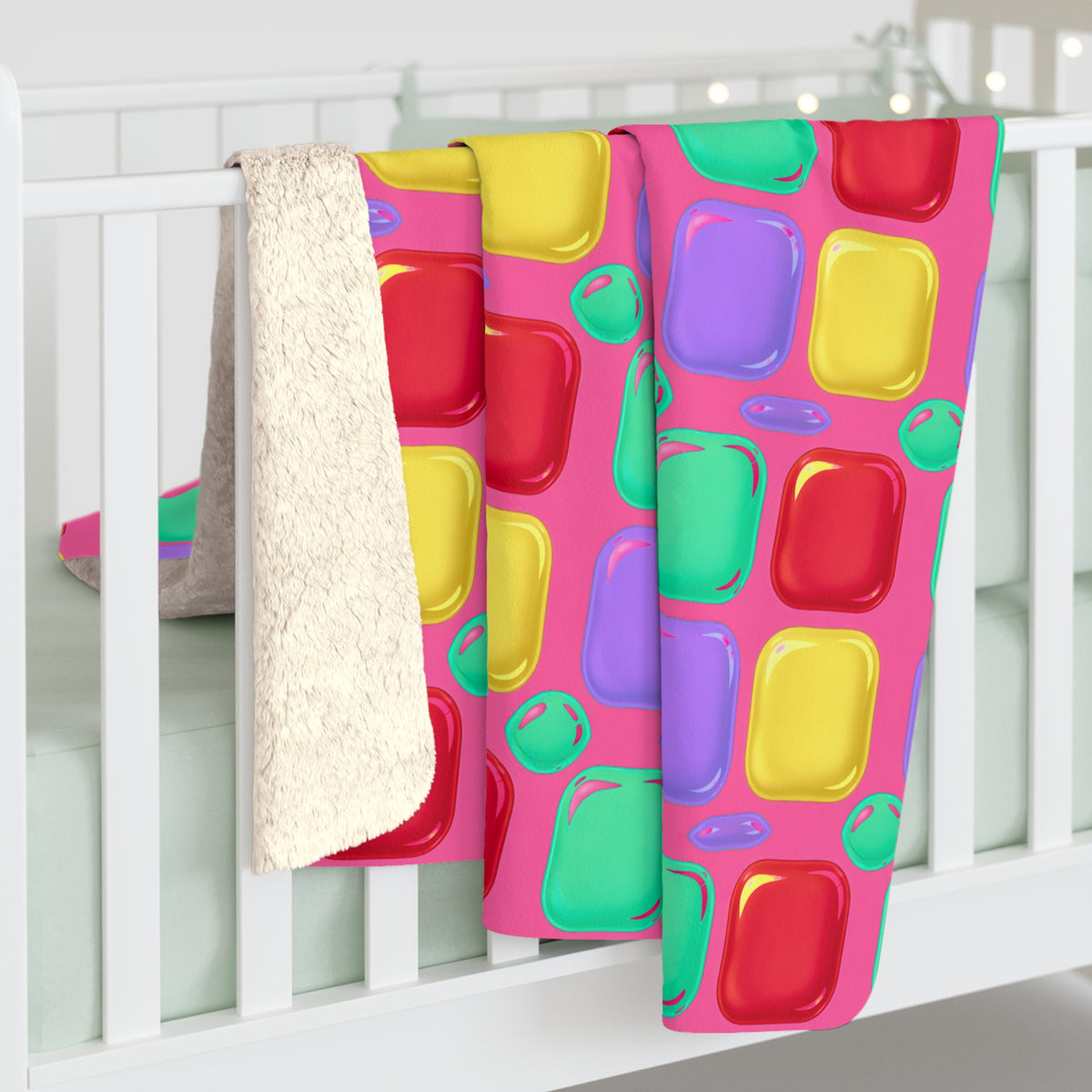 Giant Puffy Glass Cushions Sherpa Fleece Blanket – Candy Christmas