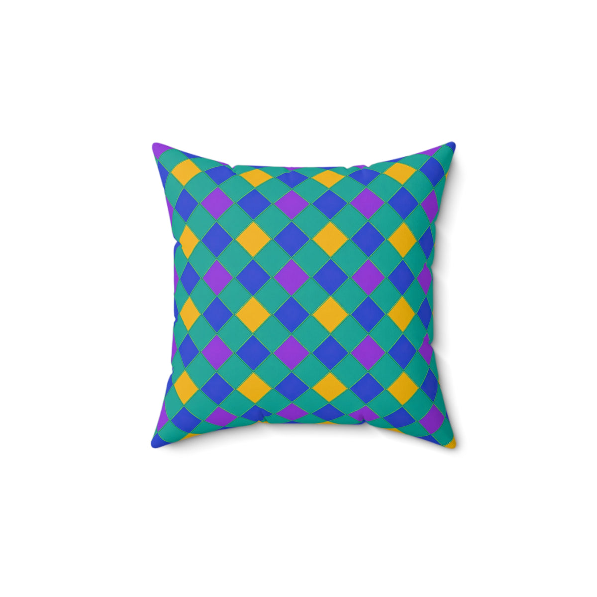 Jewel Harlequin Check Faux Suede Cushion – Peacock Jewel