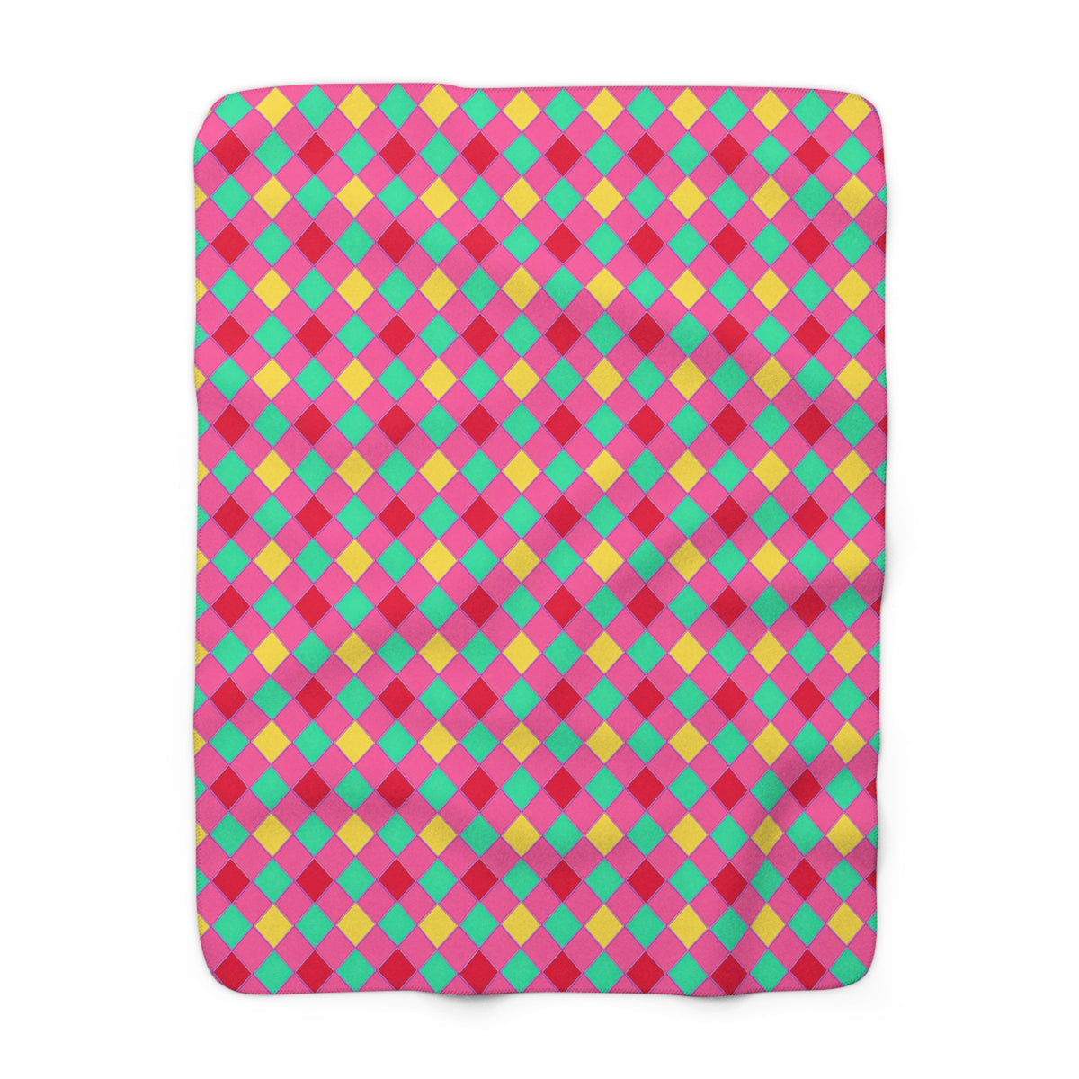 Jewel Harlequin Check Sherpa Fleece Blanket – Candy Christmas