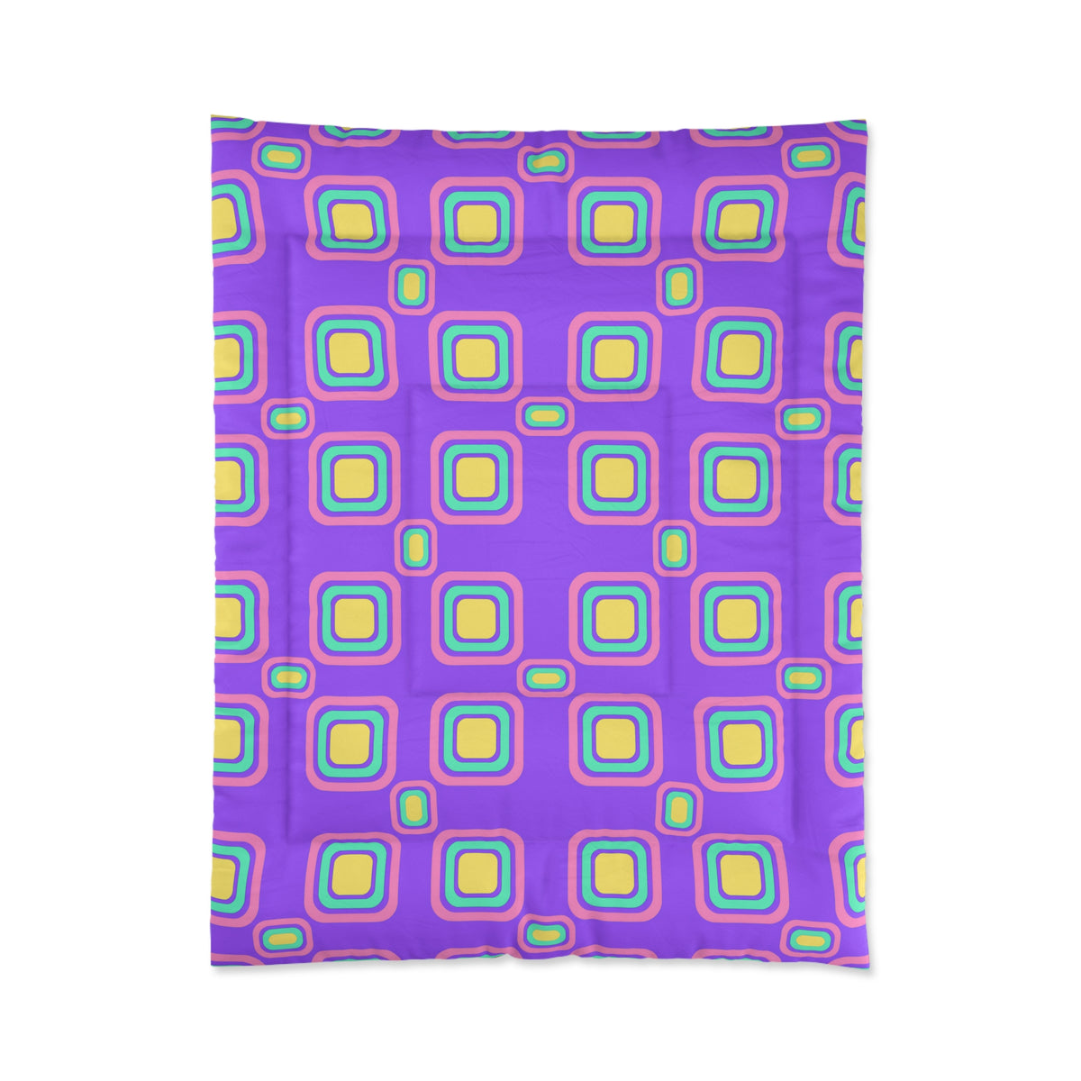 Big Ripple Squares Comforter – Candy Pastel on Grape