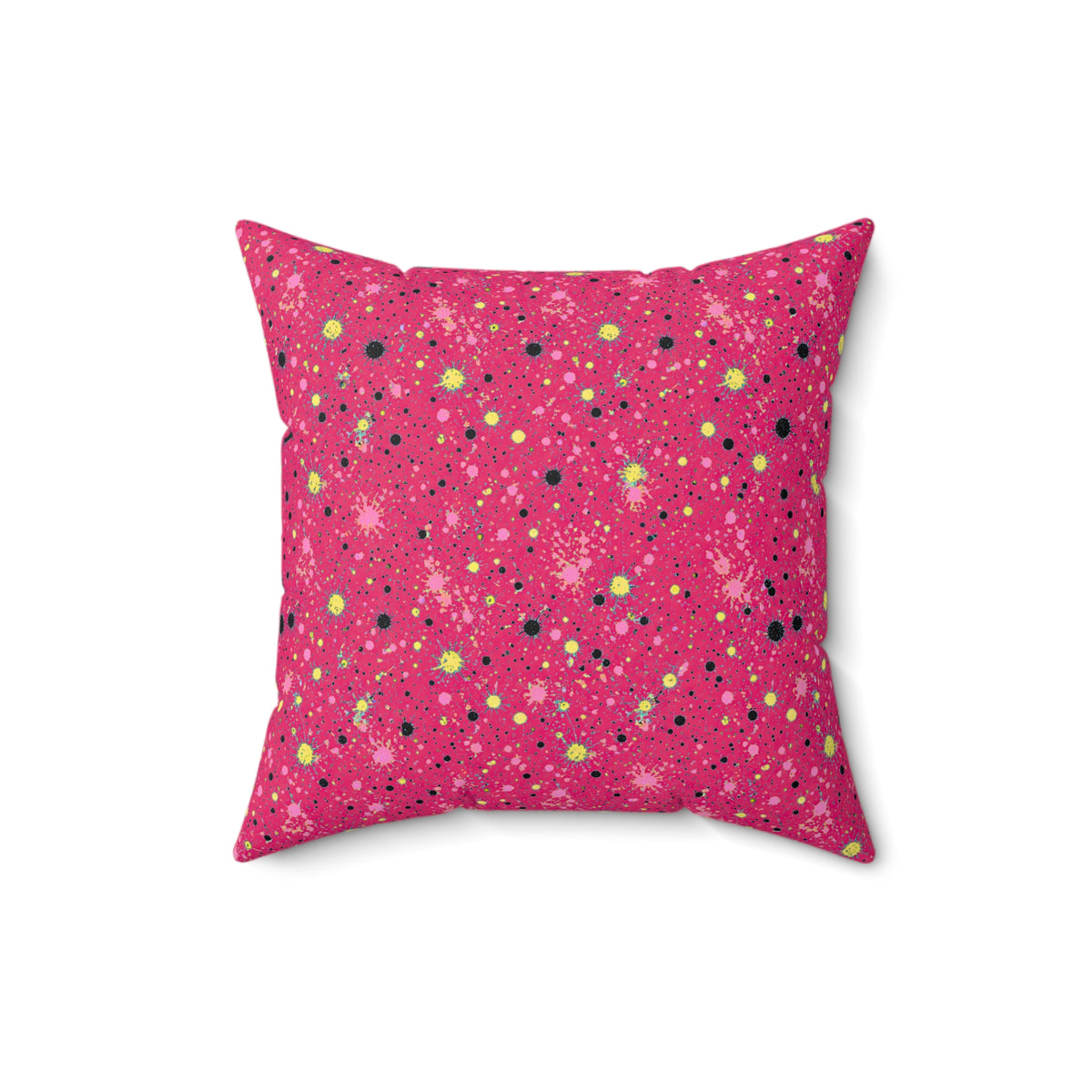 Pink Spray Field Faux Suede Cushion – Candy Pop on Raspberry