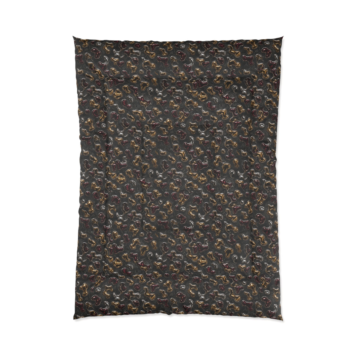 Merging Gold Puddles Comforter – Liquid Chrome Pattern