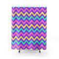 Big Ripple Chevrons Shower Curtain – Candy Pastel on Grape