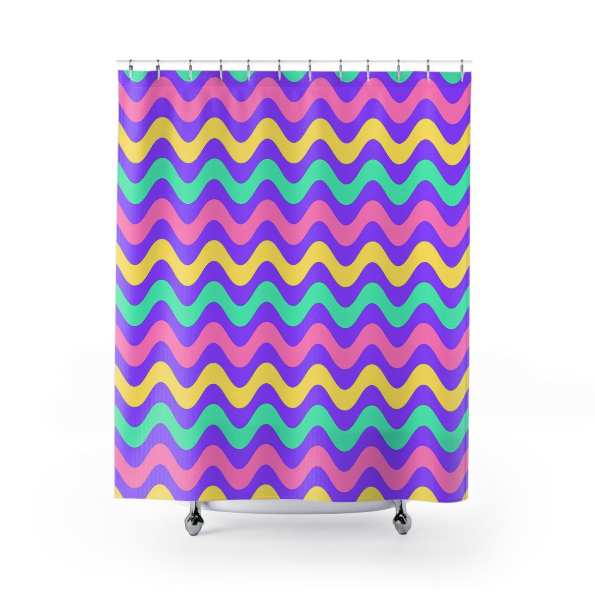 Big Ripple Chevrons Shower Curtain – Candy Pastel on Grape