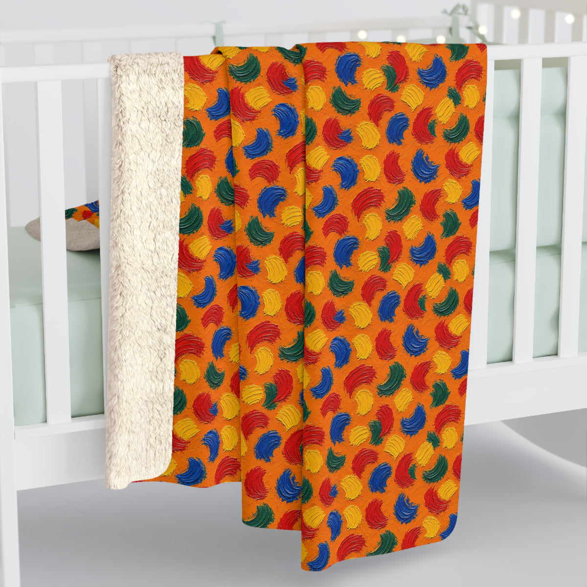 Impasto Swipe Field Sherpa Fleece Blanket – Expressionist Brushstroke Abstract Pattern