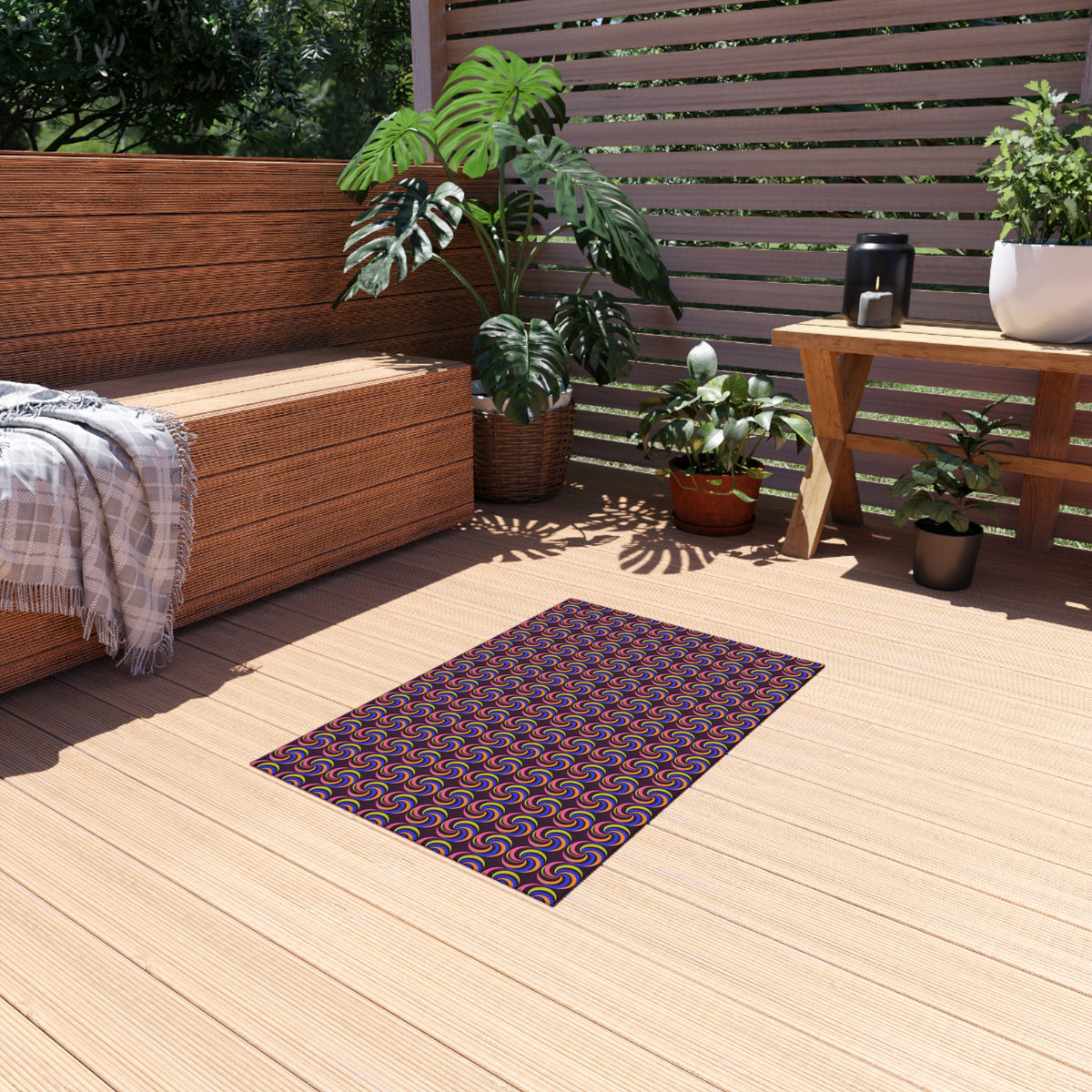 Spiral Stripe Swirls Outdoor Rug – Psychedelic Op-Art Pattern