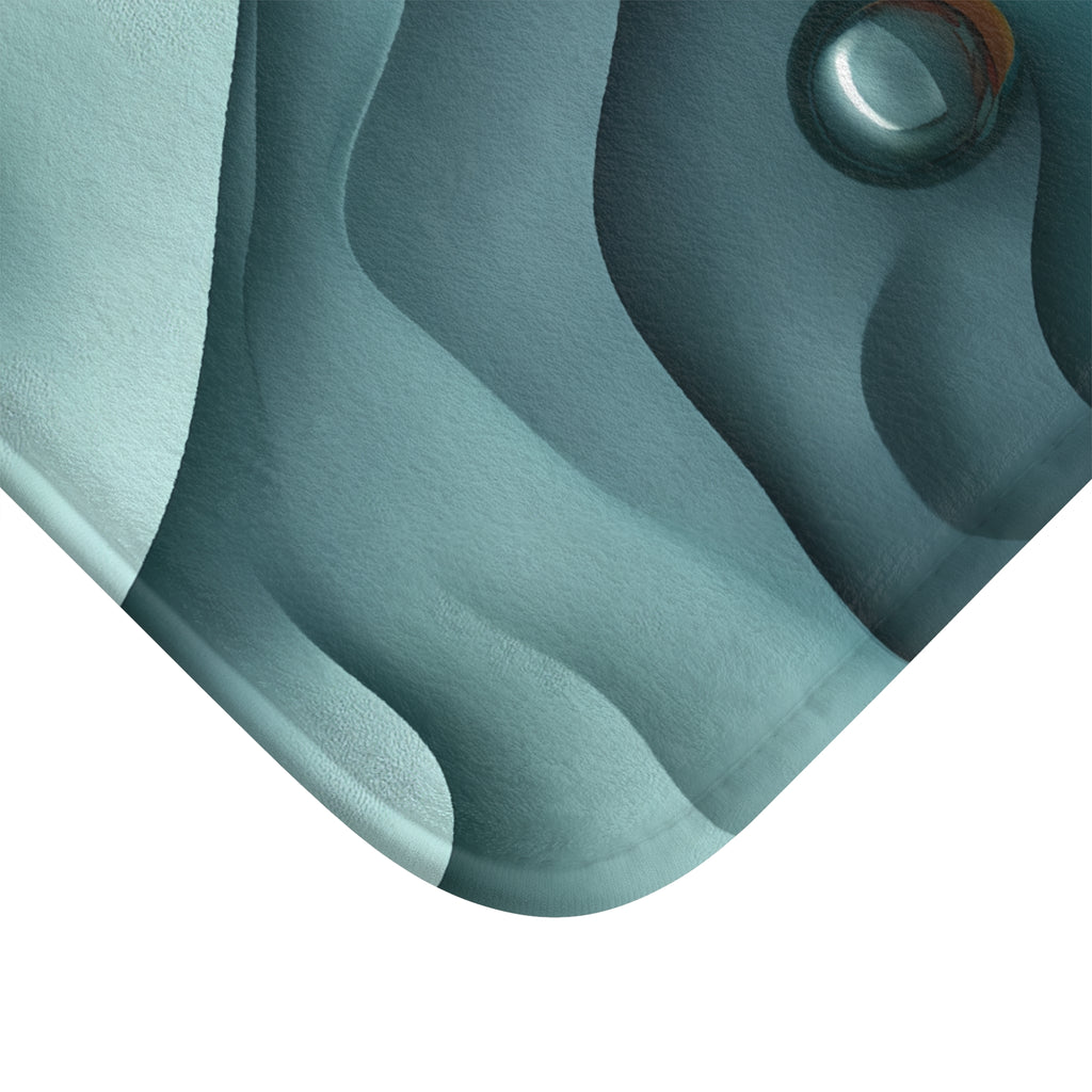 Teal Coral Waves Bath Mat – Sculpted Wave Abstract