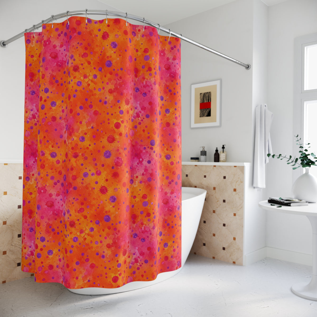 Pigment Dot Bleeds Shower Curtain – Watercolour Bleed Pattern
