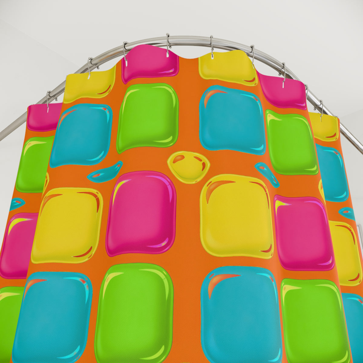Giant Puffy Glass Cushions Shower Curtain – Hot Citrus Festive