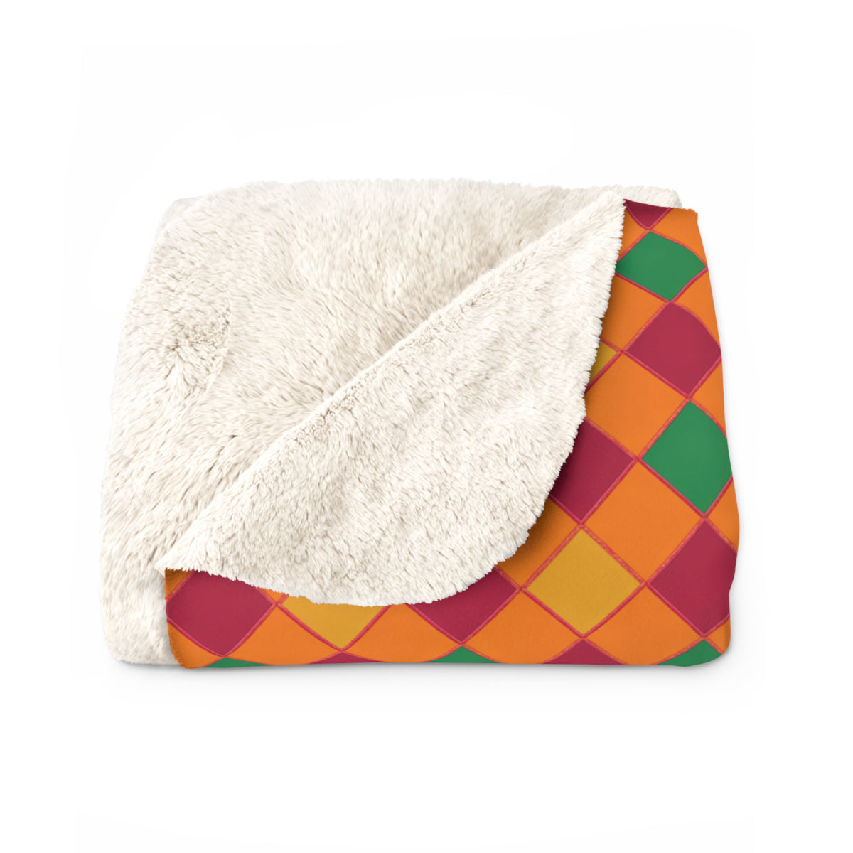 Jewel Harlequin Check Sherpa Fleece Blanket – Cranberry Spice