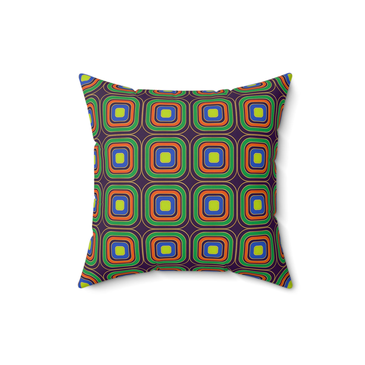 Op-Deco Nested Squares Faux Suede Cushion – Op-Art Deco Pattern