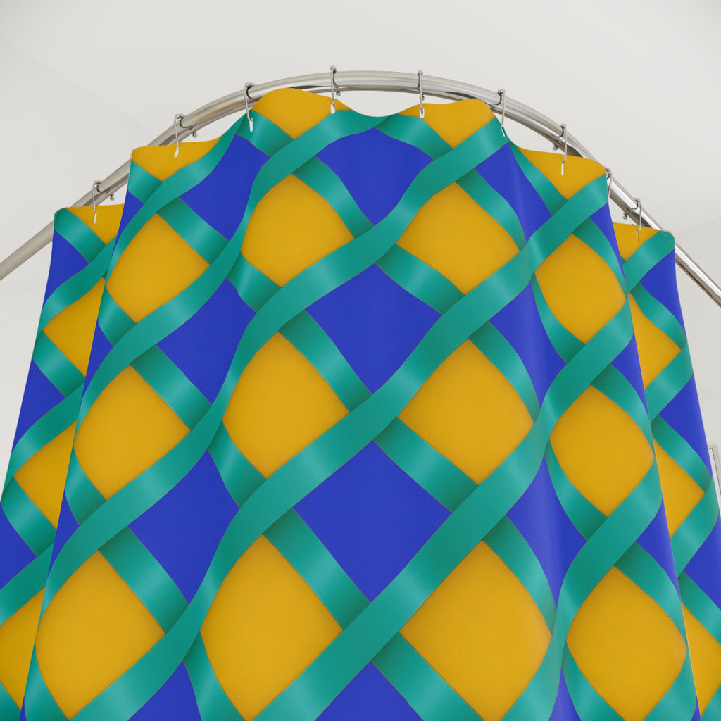 Broad Gold Diamond Trellis Shower Curtain – Peacock Jewel
