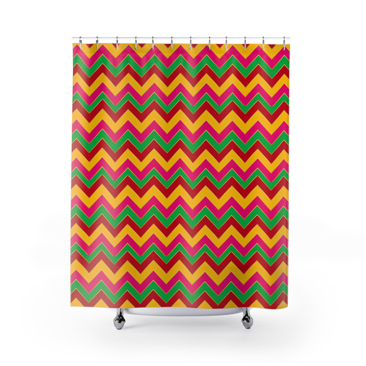 Jewel Chevron Bands Shower Curtain – Chevron Geometric Pattern