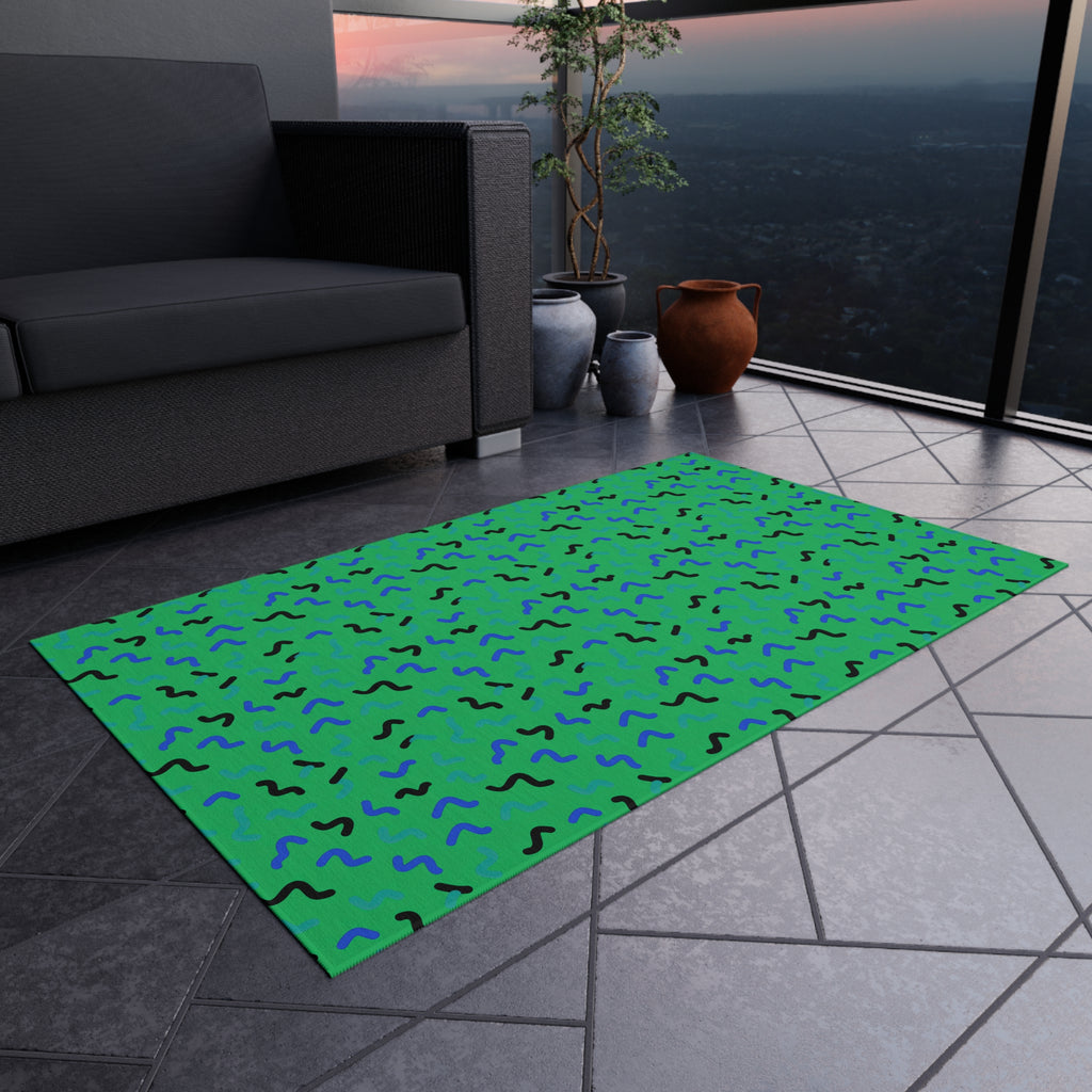Squiggle Strokes Outdoor Rug – Ocean Jewel