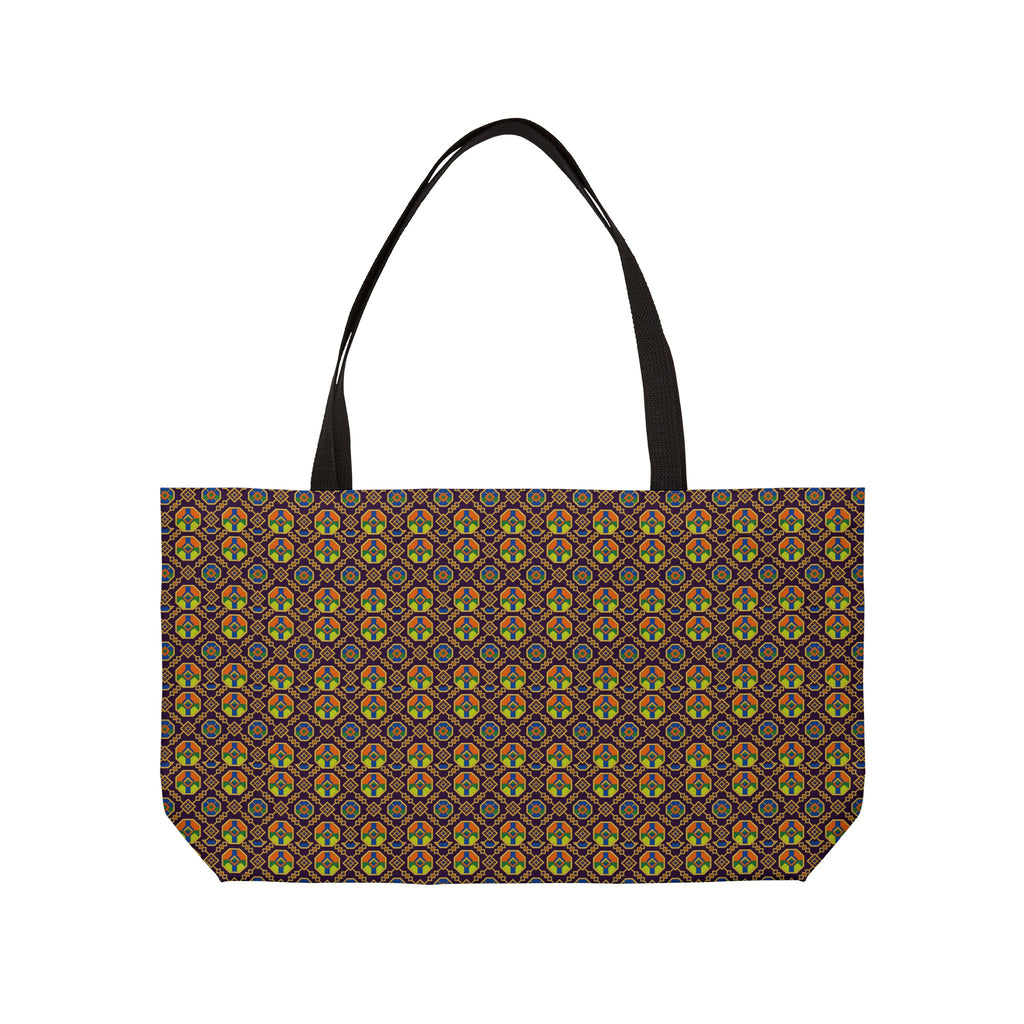 Octagon Enamel Lattice Weekender Tote Bag – Art Deco Geometric Pattern