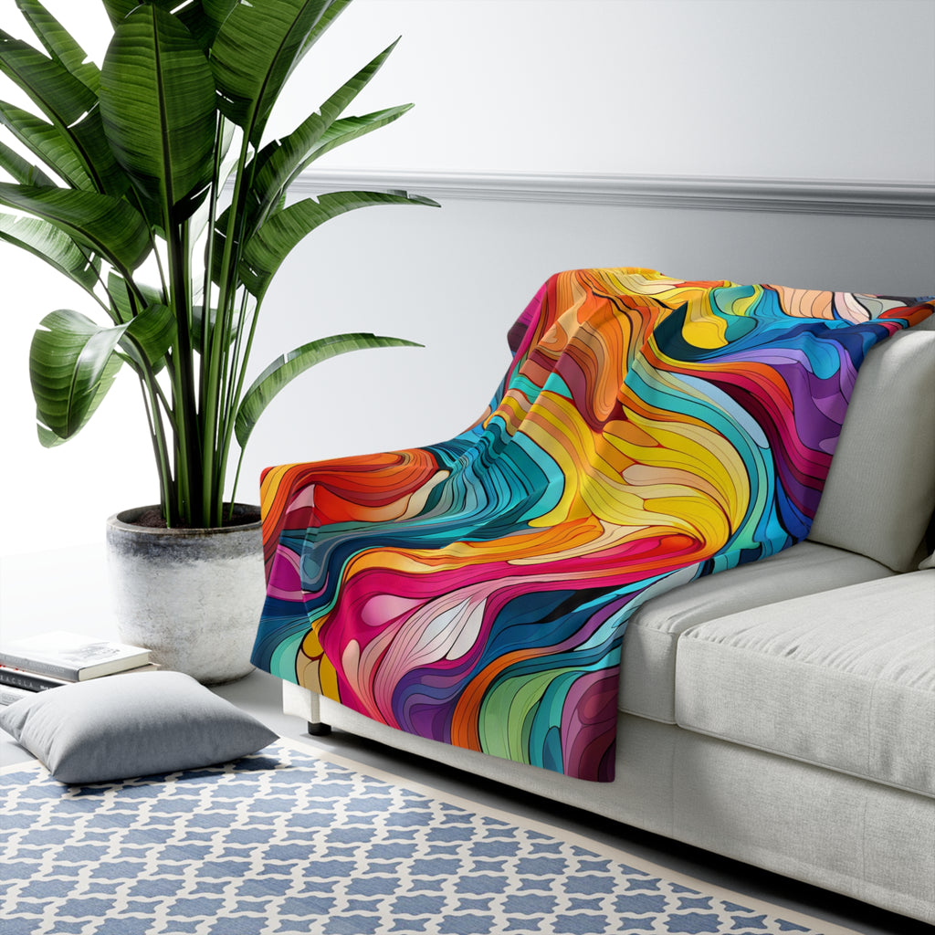 Neon Wave Swirl Sherpa Fleece Blanket – Psychedelic Wave Art