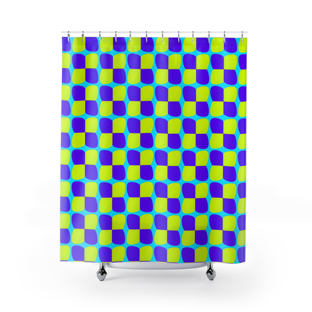 Bold Bulge Checker Shower Curtain – Op-Art Checker Pattern