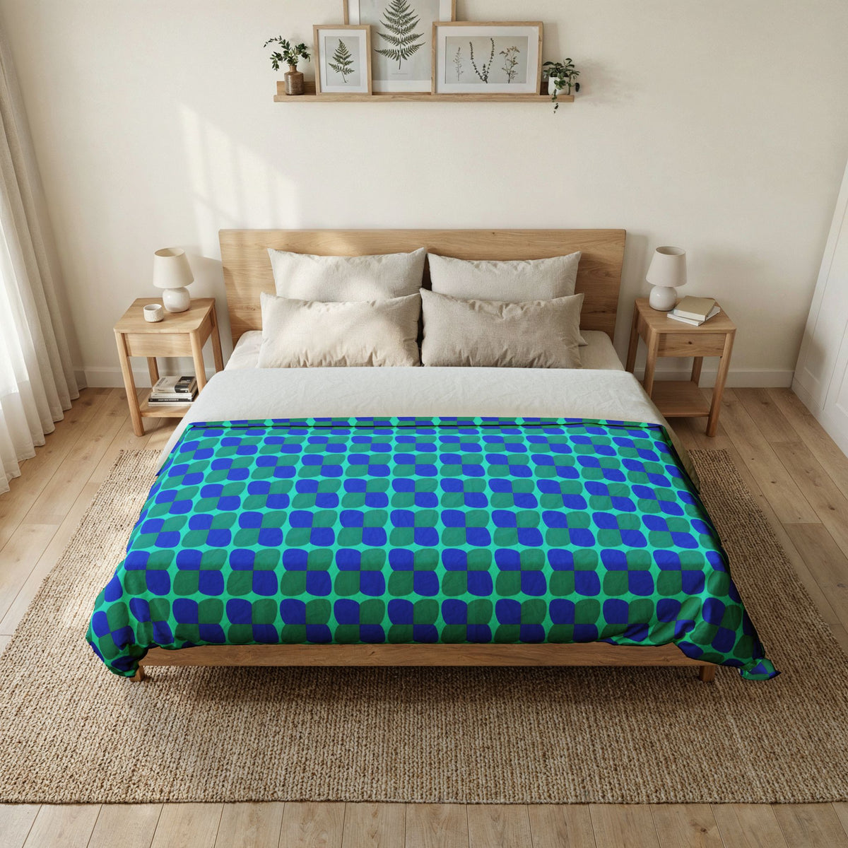 Bold Bulge Checker Cotton Duvet Cover – Ocean Jewel