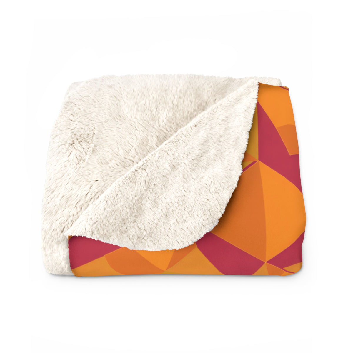 Faceted Gold Panels Sherpa Fleece Blanket – Cranberry Spice