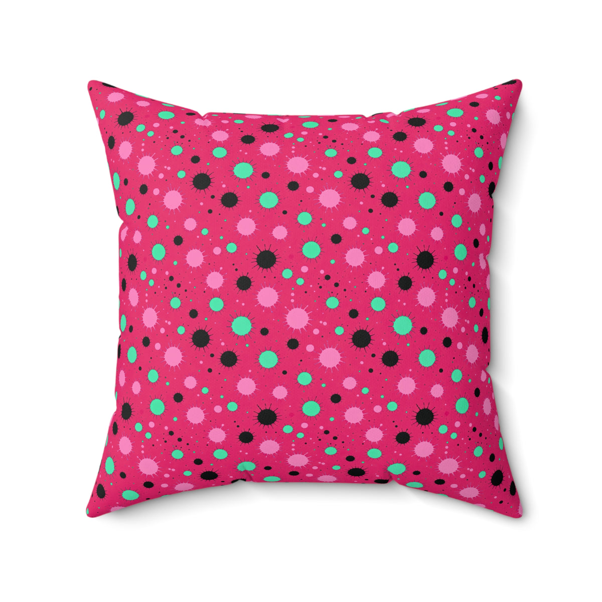 Blot Burst Faux Suede Cushion – Candy Pop on Raspberry