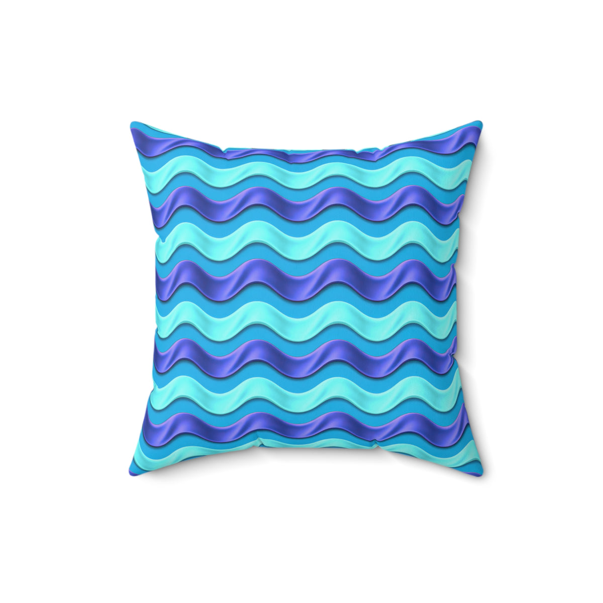 Satin Wave Bands Faux Suede Cushion – Ice Jewel