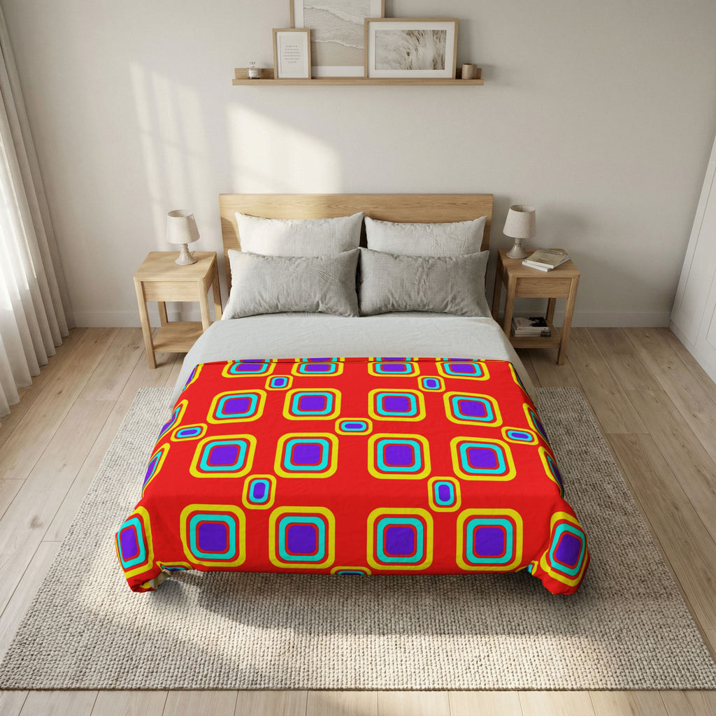 Big Ripple Squares Cotton Duvet Cover – Op-Art Concentric Squares Pattern