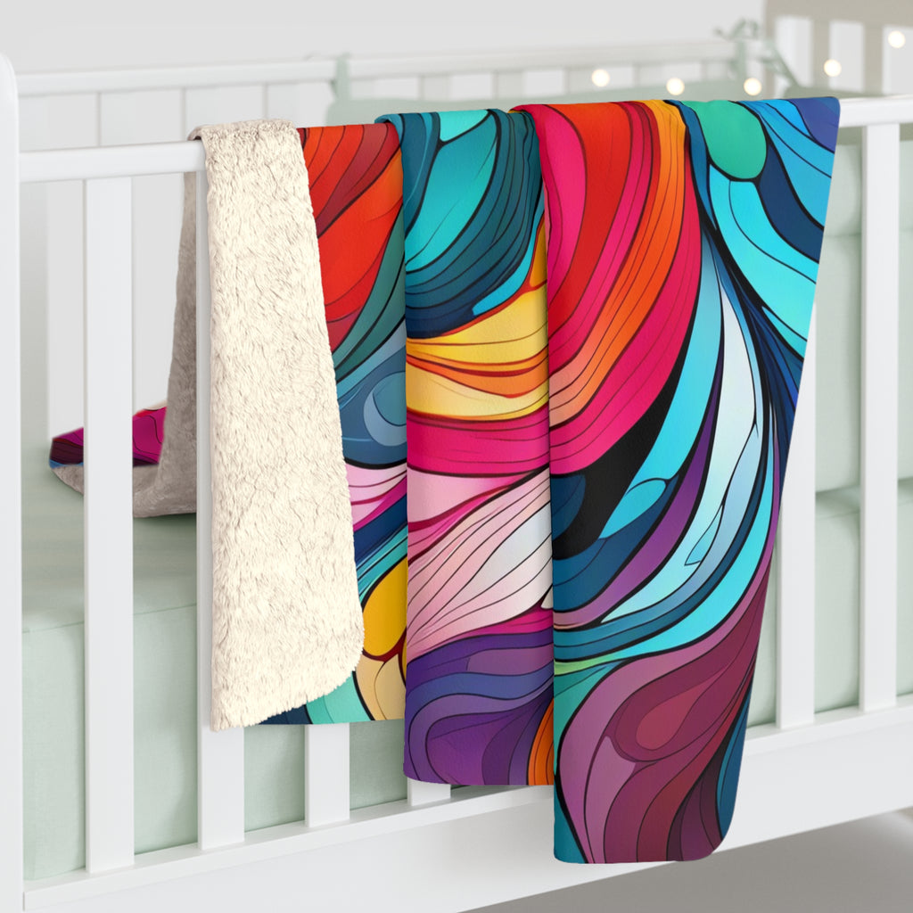 Neon Wave Swirl Sherpa Fleece Blanket – Psychedelic Wave Art