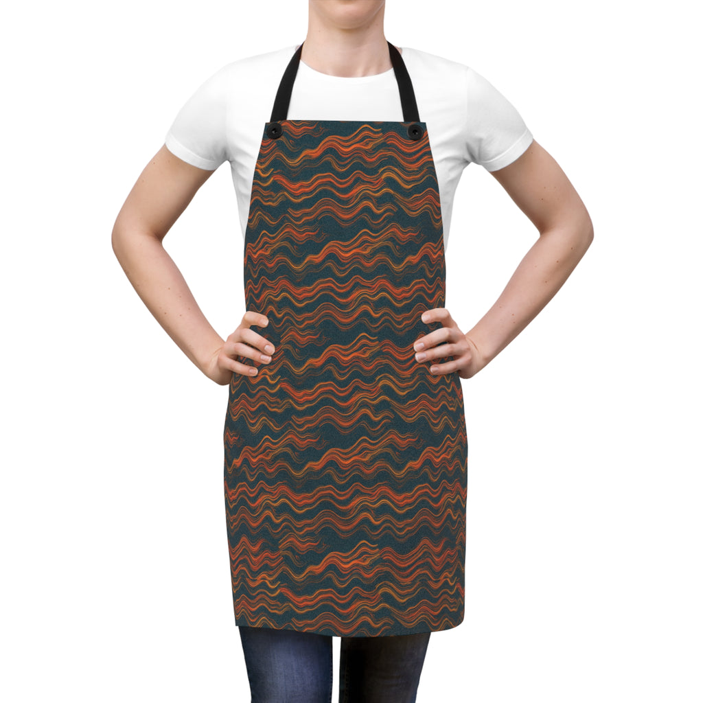 Fine Wave Bands Apron – Combed Marbling Pattern