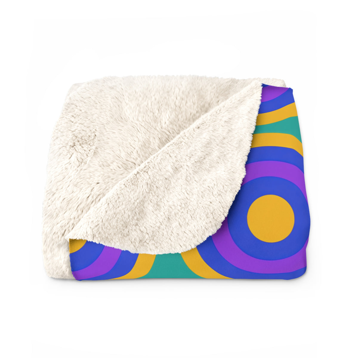 Mega Ring Grid Sherpa Fleece Blanket – Peacock Jewel