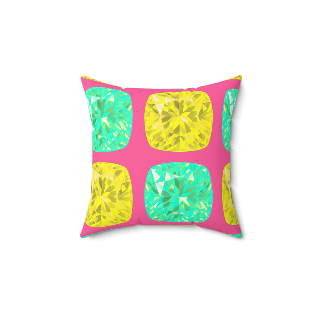 Giant Cut Gem Grid Faux Suede Cushion – Candy Christmas