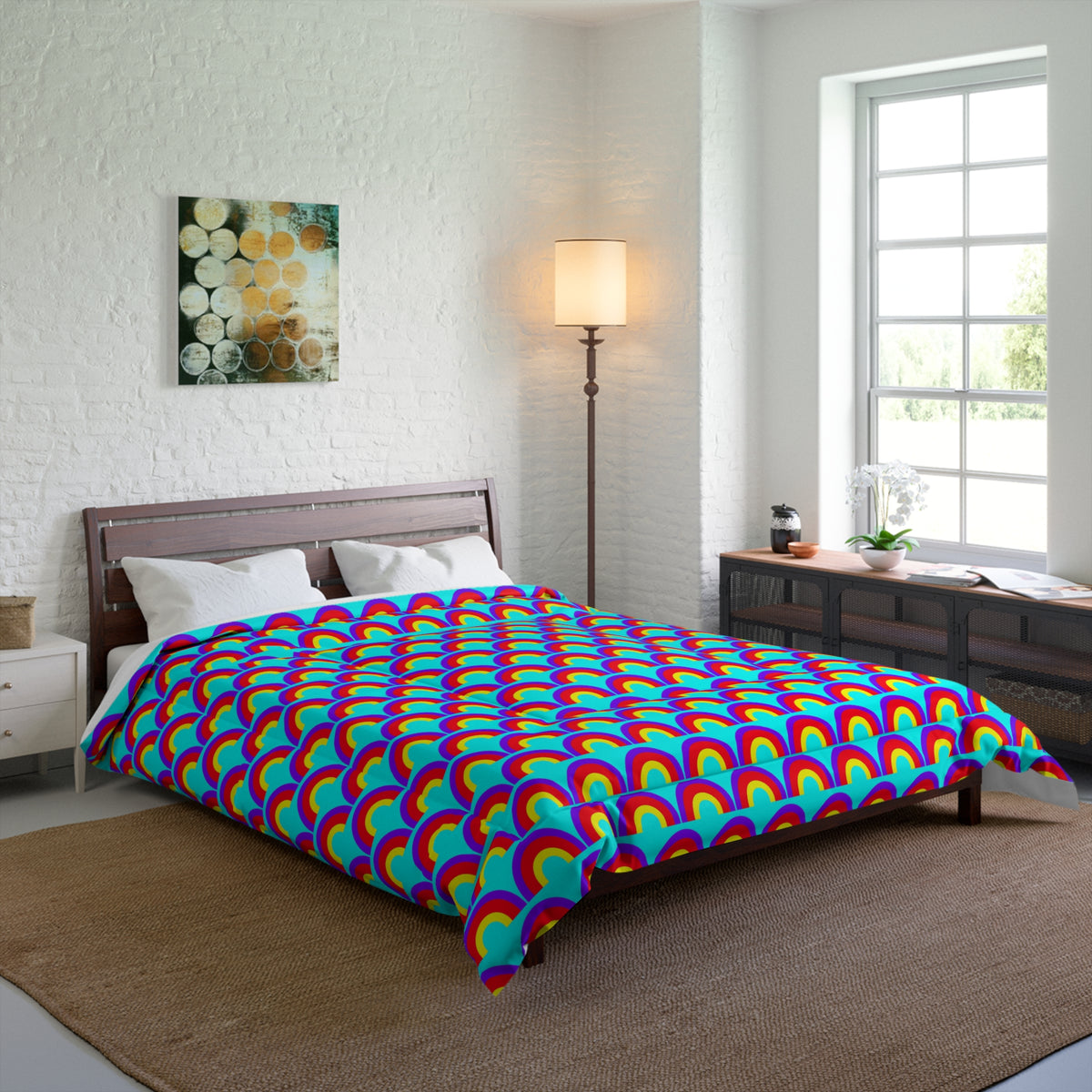 Chromatic Scallop Ripple Comforter – Op-Art Scallops Pattern