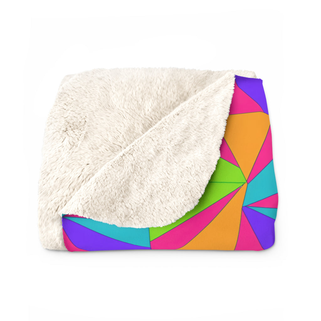 Cubist Sunburst Blocks Sherpa Fleece Blanket – Tropical Punch