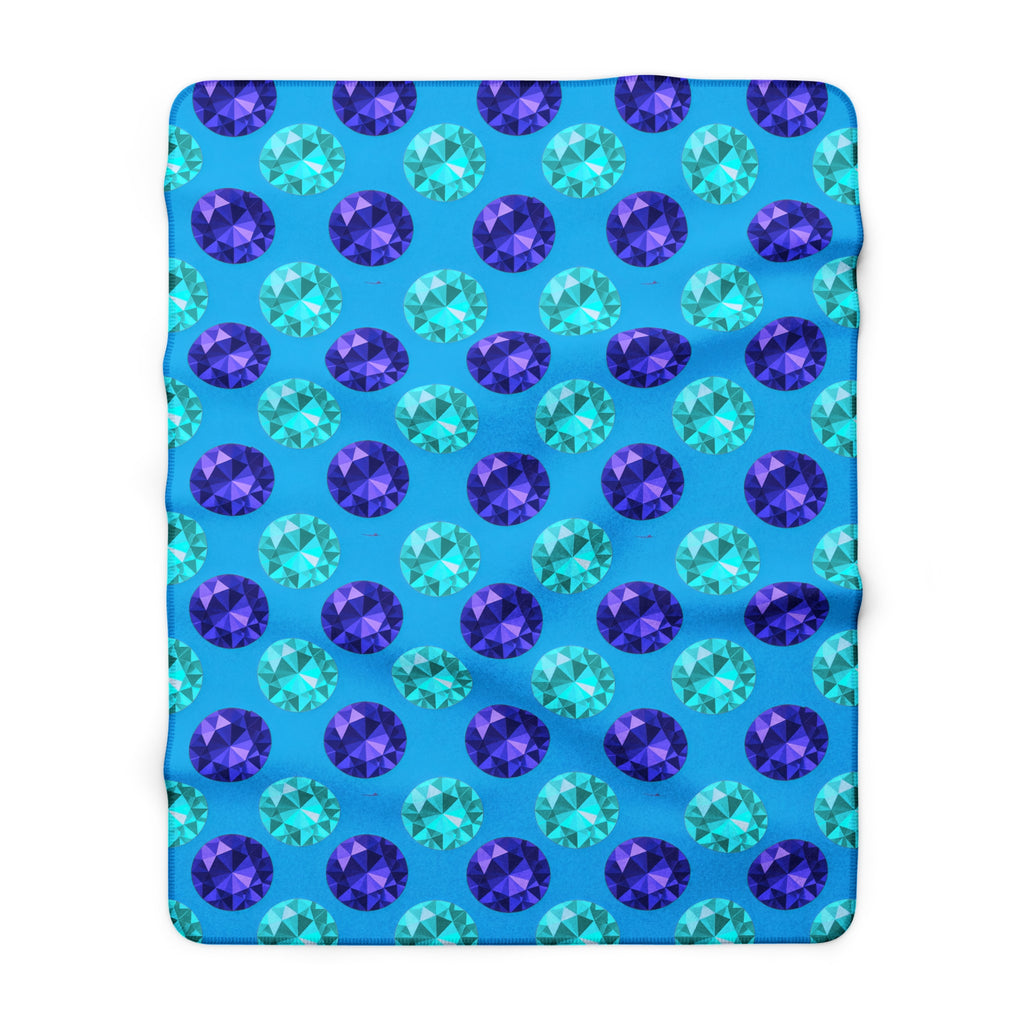 Half-Drop Gem Grid Sherpa Fleece Blanket – Ice Jewel