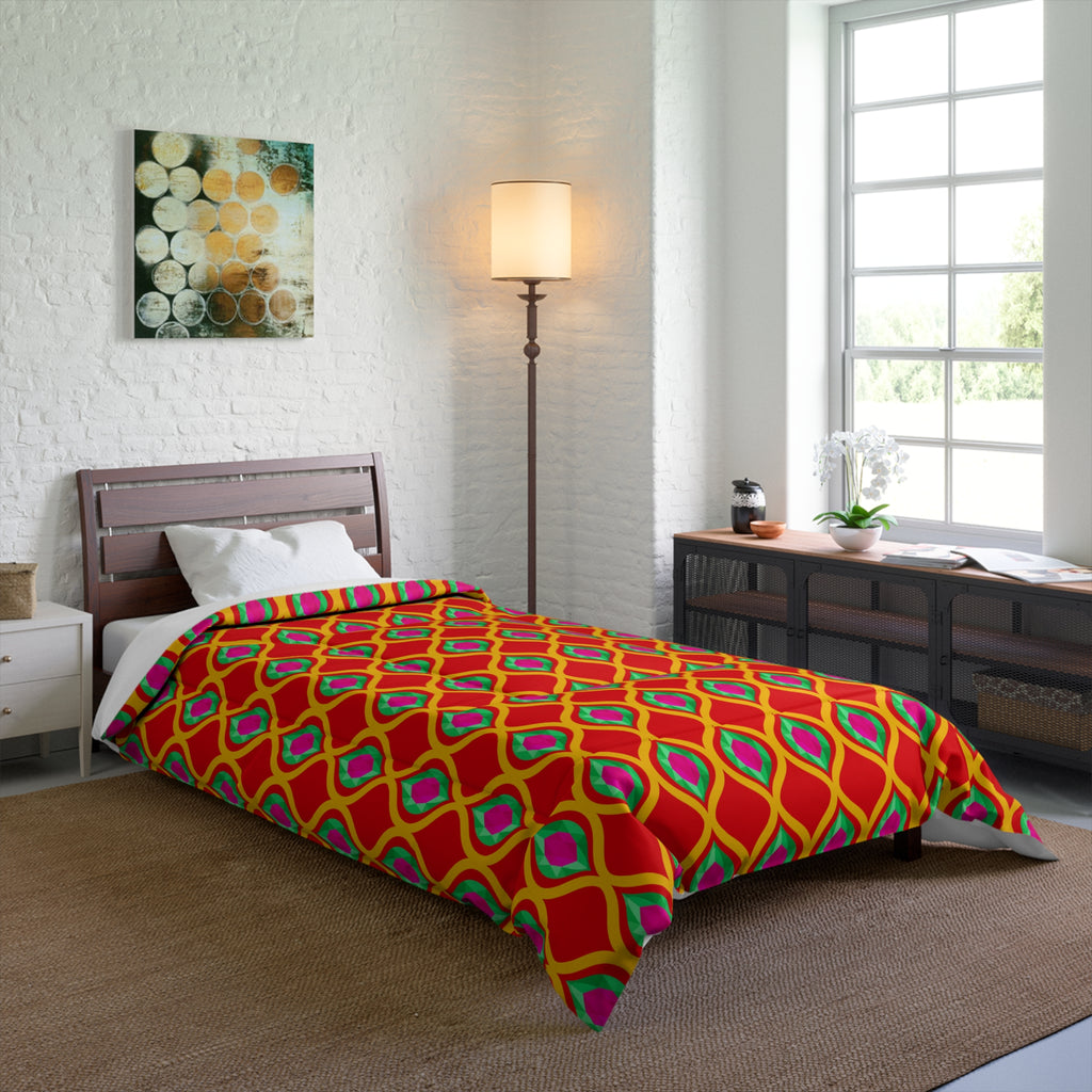 Grand Gold Ogee Lattice II Comforter – Ogee Lattice Geometric Pattern