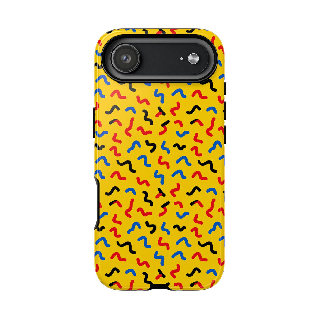 Squiggle Strokes Yellow Tough Phone Case – Bold Primary Abstract Pattern