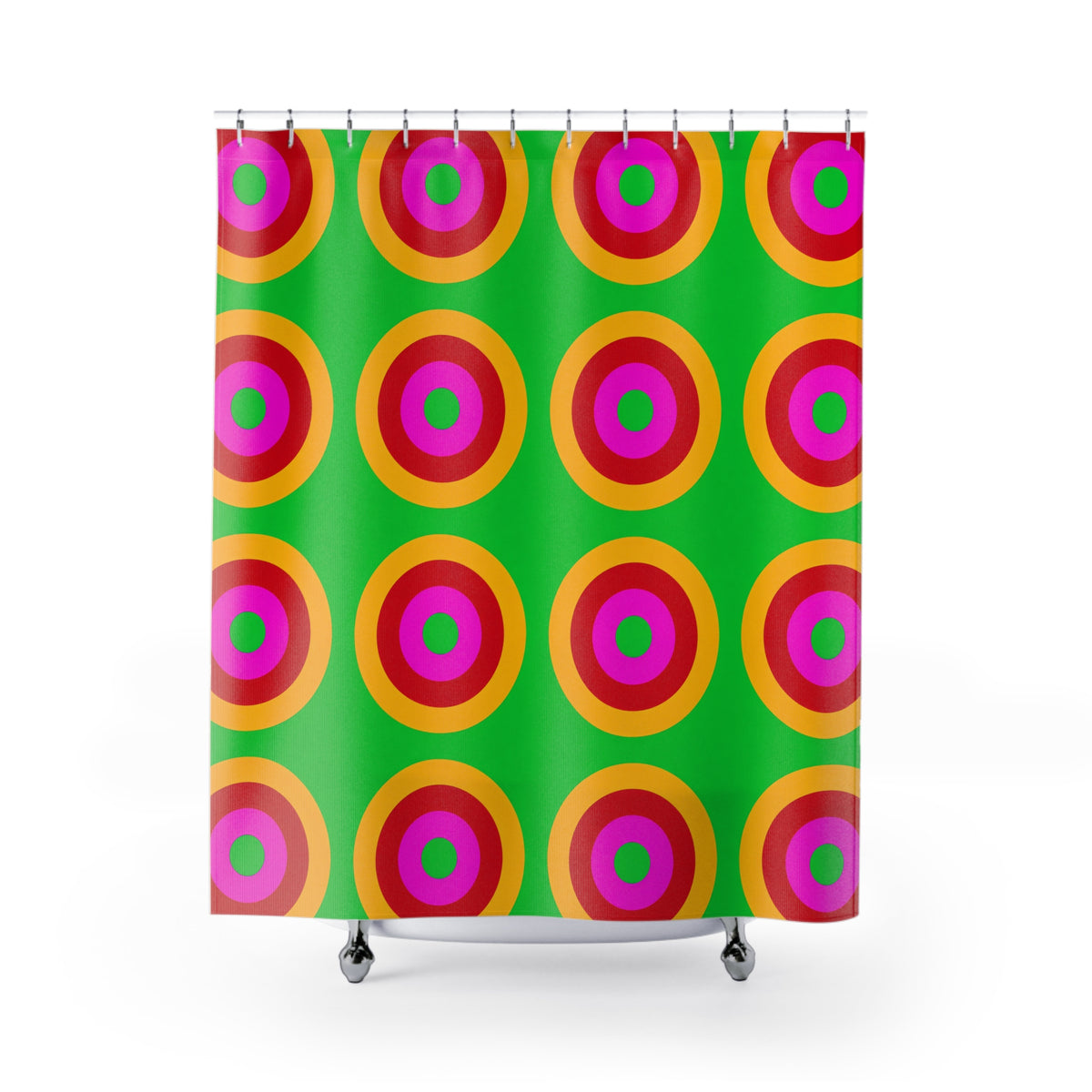 Giant Op-Art Jewel Rings Shower Curtain – Op-Art Concentric Circles Pattern