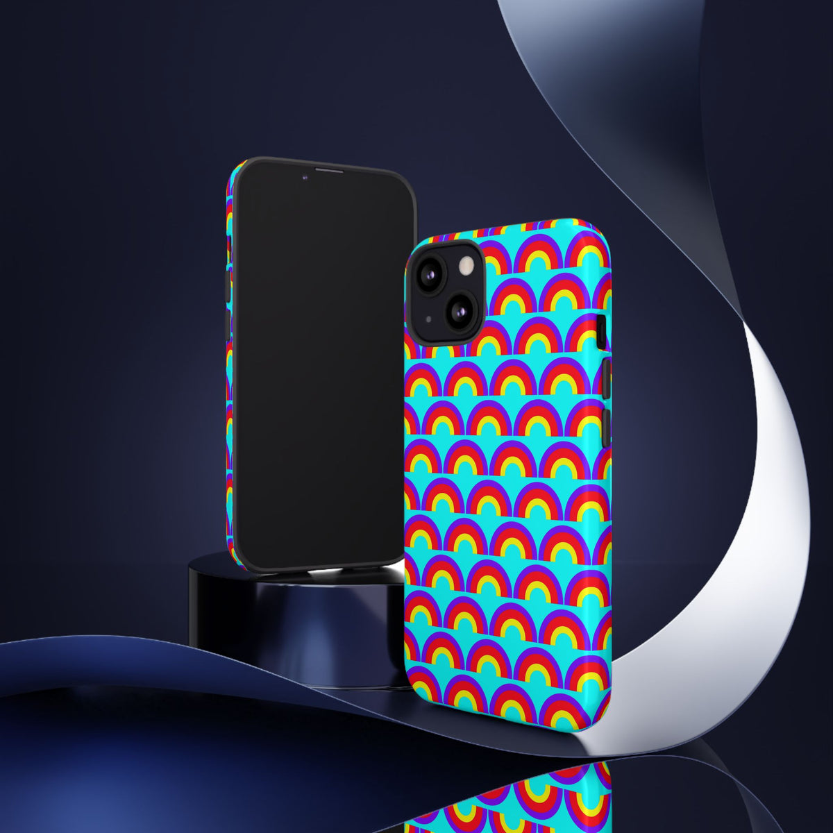 Chromatic Scallop Ripple Tough Phone Case – Op-Art Scallops Pattern