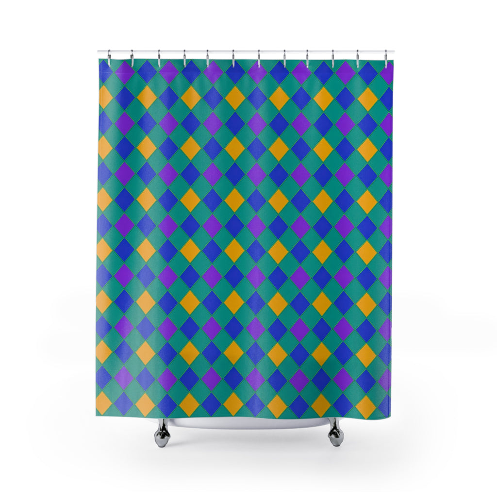Jewel Harlequin Check Shower Curtain – Peacock Jewel