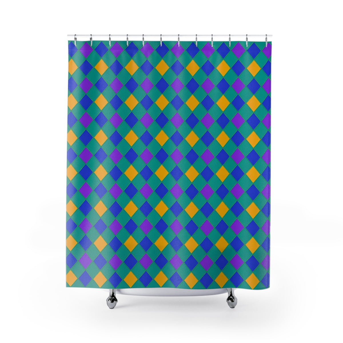 Jewel Harlequin Check Shower Curtain – Peacock Jewel
