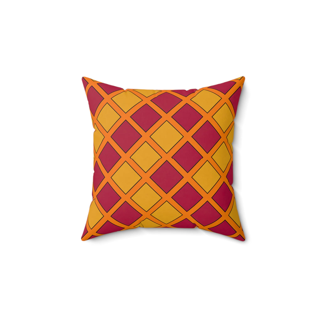Harlequin Gold Grid Faux Suede Cushion – Cranberry Spice