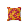 Harlequin Gold Grid Faux Suede Cushion – Cranberry Spice